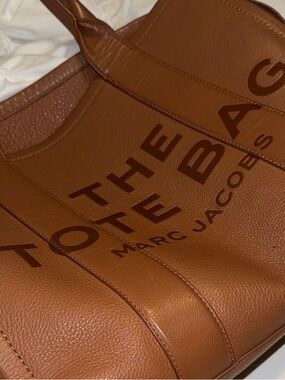 Marc Jacobs Tan Leather Tote with Logo Patch